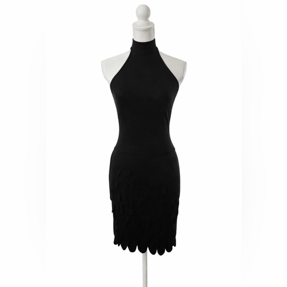 Tadashi Shoji Dresses & Skirts - Tadashi Shoji Little Black Dress High Neck Tie Tiered Cocktail LBD XS